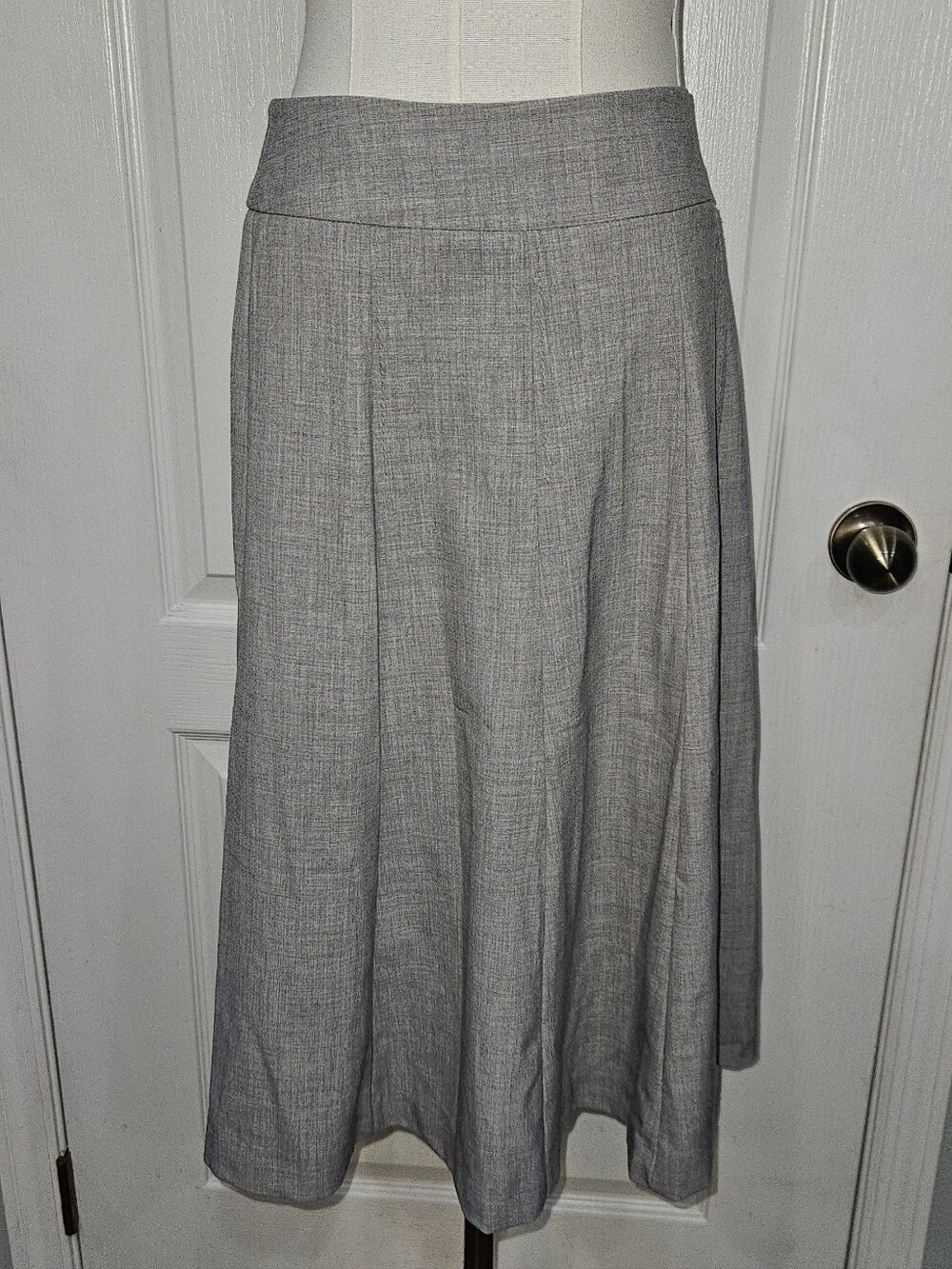 Rafaella Light Gray Midi A-Line Skirt
